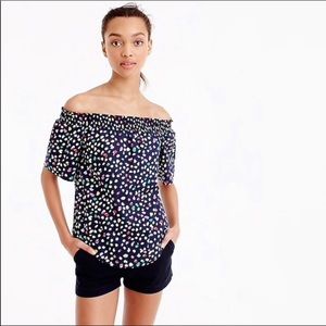 J.Crew Off the Shoulder Top in Ratti Happy Cat